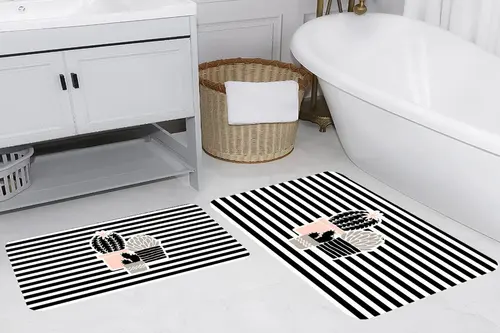 Rovigo Home Dijital Baskılı İkili Banyo Paspas Takımı, Rvg5246
