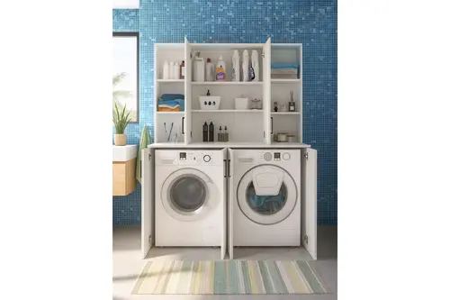 Sanda Çamaşır Ve Kurutma Makinesi Banyo Dolabı, Beyaz