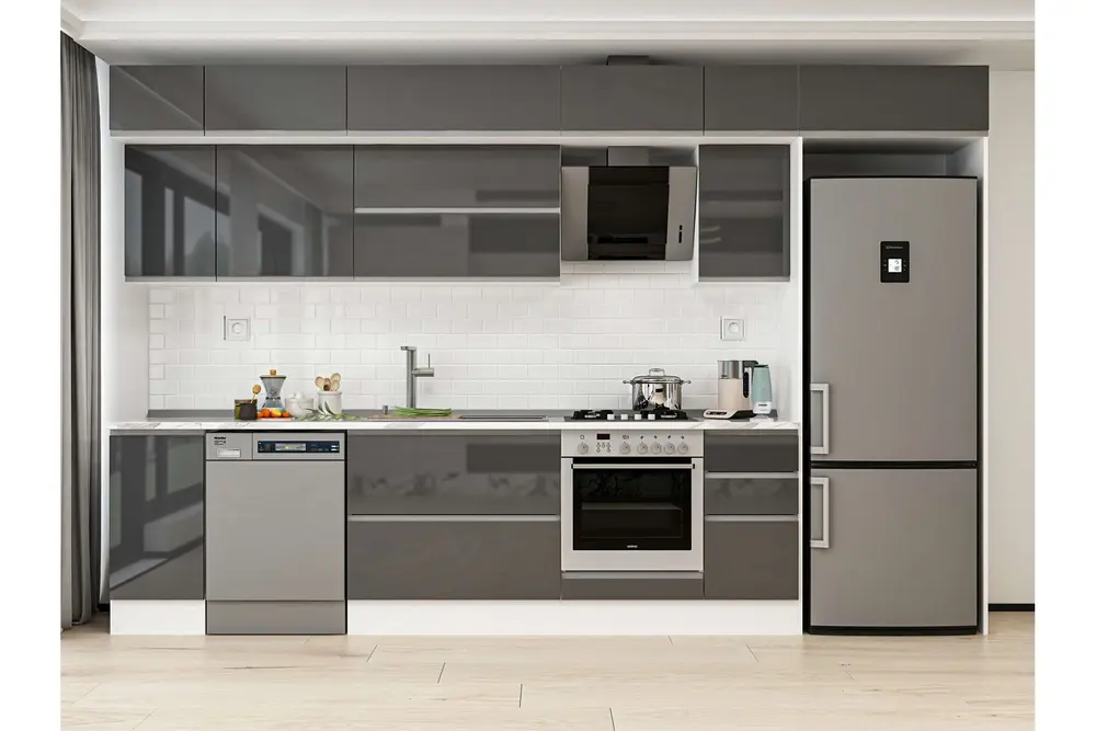 Alvinka 370X240 Cm Mutfak Dolabı, Mb E90S40S40 2 Antrasit Suntalam