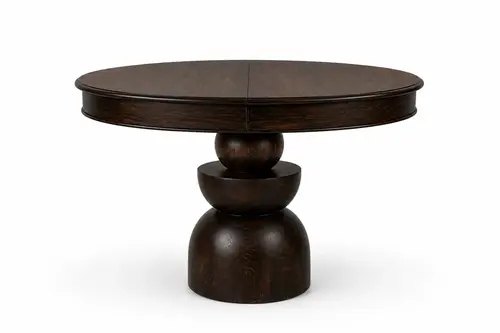 Boğum Ayaklı Oval Açılır Masa, Koyu Ceviz, 80X120 Cm
