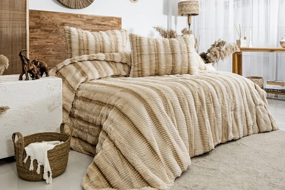 Jenny Çift Kişilik Comforter Yatak Örtüsü Seti, Bej