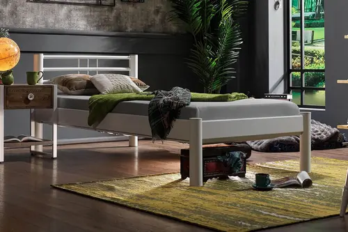 Asos S Metal Karyola, Beyaz, 90X190
