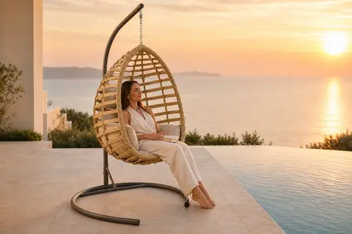 Fındık Tekli Rattan Bahçe Ve Balkon Salıncağı, Kahverengi