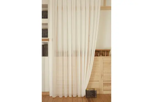 Massarelli Giber Tül Perde, Pilesiz, Ekru, 100X260