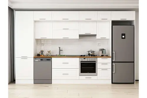 Alvinka 395X240 Cm Klasik Mebran Mutfak Dolabı, Mbb E90B60S45 1 Mebran Beyaz Suntalam
