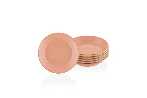 The Mia Basic Yemek Tabağı 6 Lı Set Somon Pembe - 20Cm