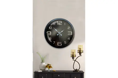 Siyah Metal Modern Duvar Saati 40 Cm