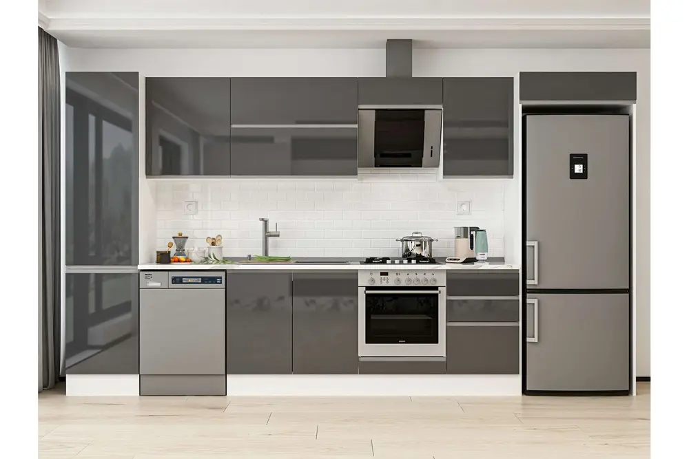 Alvinka 380X222 Cm Mutfak Dolabı, Mbb E80B50S50 2 Antrasit Suntalam