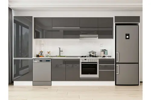 Alvinka 390X222 Cm Mutfak Dolabı, Mbb E80B60S50 1 Antrasit Suntalam