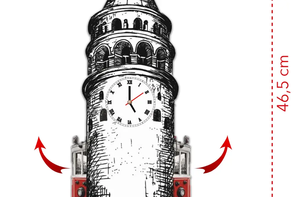 Galata Kulesi Dekoratif Sarkaçlı Duvar Saati
