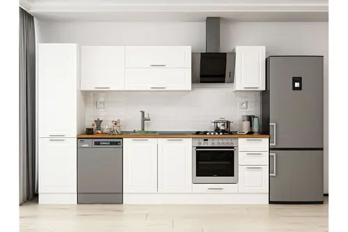 Alvinka 290X210 Cm Klasik Mebran Mutfak Dolabı, Mb E80B50S40 2 Mebran Beyaz Suntalam