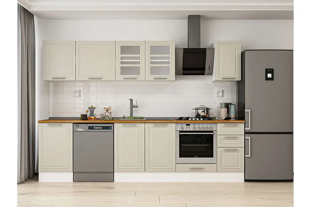 Alvinka 300X210 Cm Klasik Mebran Mutfak Dolabı, M E90S50S40 3 Mebran Kumtaşı Suntalam