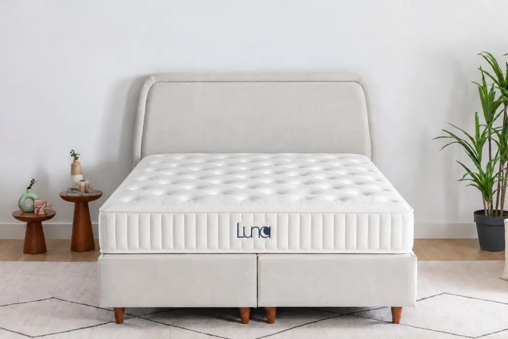 Luna Arche Baza Başlık Yatak Seti, Açık Gri, 160X200