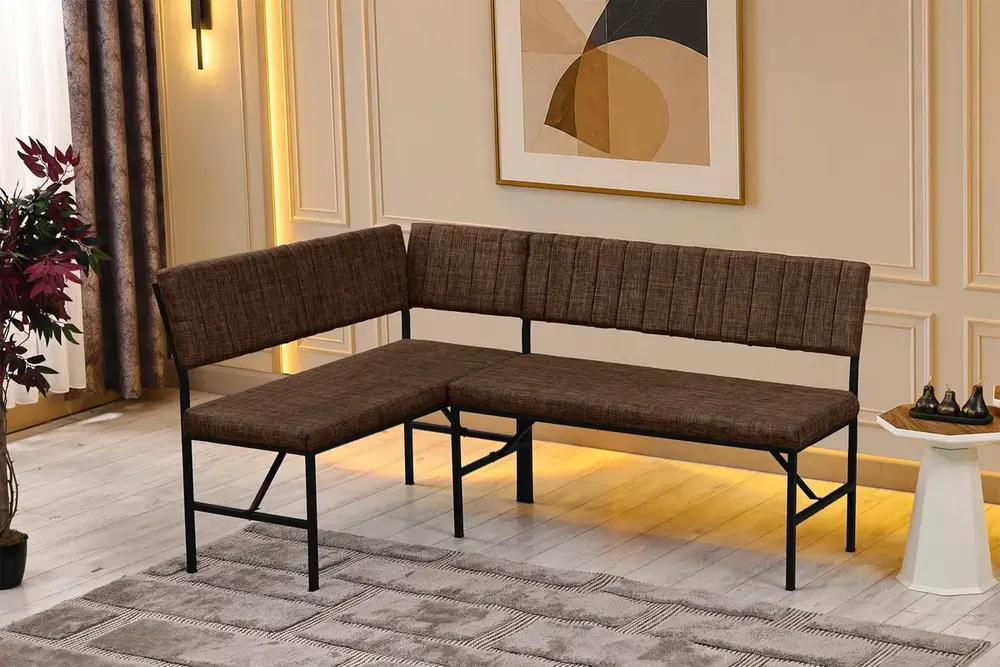 Melody Köşe Bench Takımı, Kahve, 110X155 Cm