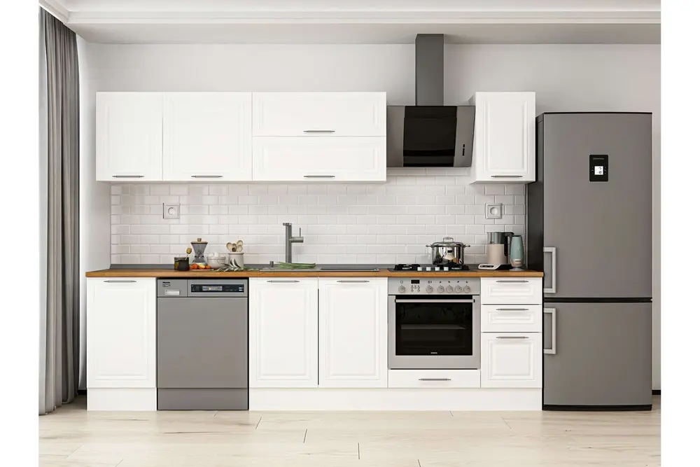 Alvinka 295X210 Cm Klasik Mebran Mutfak Dolabı, M E90S45S40 2 Mebran Beyaz Suntalam