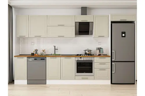 Alvinka 370X222 Cm Klasik Mebran Mutfak Dolabı, Mb E80S40S50 2 Mebran Kumtaşı Suntalam