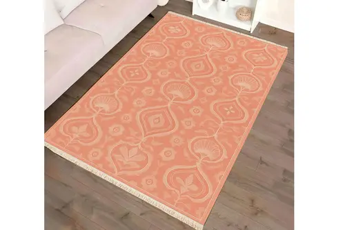 Mercan Zarafeti Vintage Dokuma Taban Halı, 398 Yng, 60X120 Cm