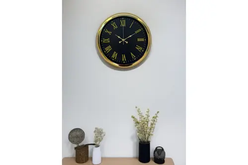 Noble Gold Black Metal Duvar Saati 40 Cm
