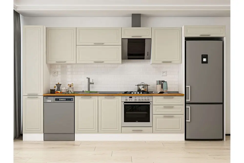 Alvinka 380X222 Cm Klasik Mebran Mutfak Dolabı, Mbb E80B40S60 2 Mebran Kumtaşı Suntalam