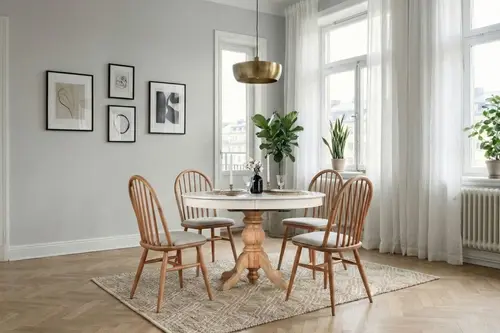 Mirage Oval Açılır Masa Sandalye Takımı, Natural Beyaz, 80X120