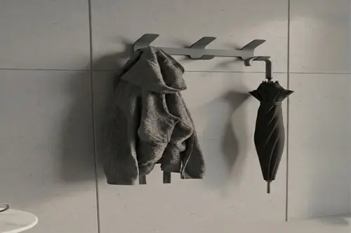 Galvaniz Metal 3 Askılı Duvar Askısı, Cam Gri, 20X7X3 Cm