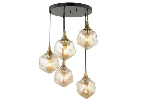 Lampaluce Globo 4 Modern Sarkıt Avize Beşli 70 Cm Sarı