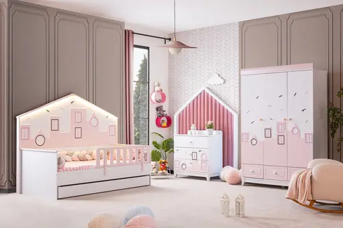 City Yavrulu Montessori Çocuk Odası Takımı, Pembe