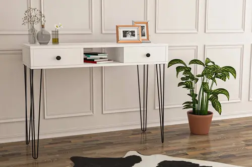 Dekormila Metal Ayaklı Dresuar, 2 Çekmeceli, Beyaz