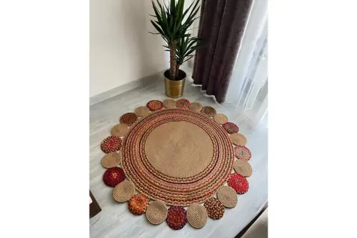 Milda Jüt Kilim 22, Yuvarlak, El Örgüsü, 120X120