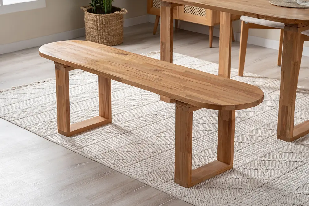 Sametti Masif Kayın Bench, Bej