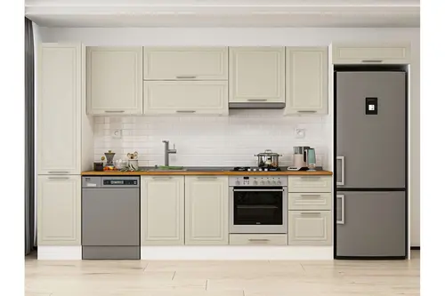 Alvinka 380X222 Cm Klasik Mebran Mutfak Dolabı, Mbb E90B45S45 1 Mebran Kumtaşı Suntalam