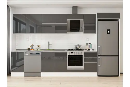 Alvinka 370X222 Cm Mutfak Dolabı, Mb E80S45S45 2 Antrasit Suntalam