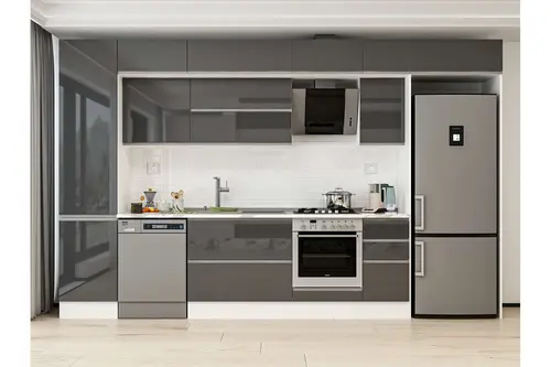 Alvinka 370X240 Cm Mutfak Dolabı, Mbb E80B50S40 2 Antrasit Suntalam