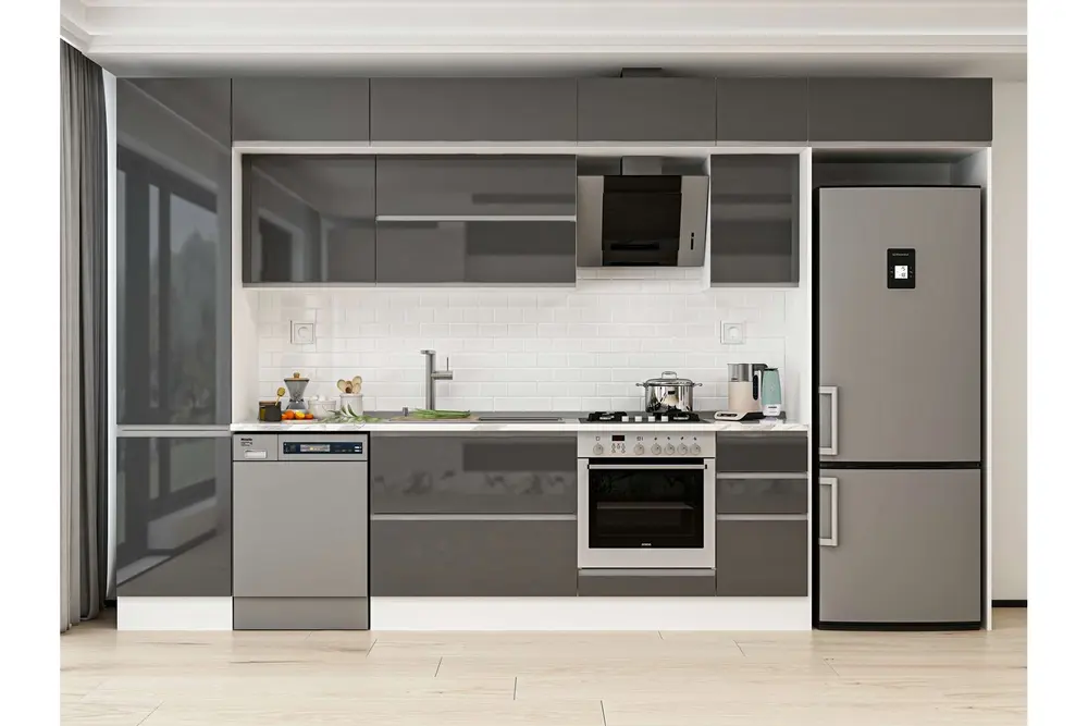 Alvinka 370X240 Cm Mutfak Dolabı, Mbb E80B50S40 2 Antrasit Suntalam