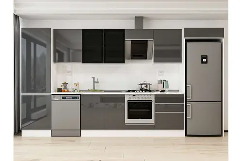 Alvinka 410X222 Cm Mutfak Dolabı, Mbb E90B60S60 3 Antrasit Suntalam