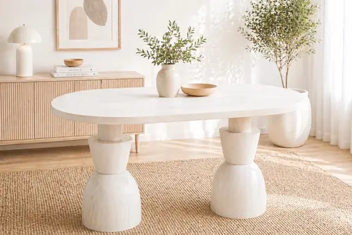 Oscar Oval Mutfak Masası, Beyaz, 160 Cm