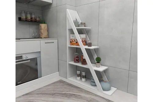 Arven 4 Raflı Modern Mutfak Raf Ünitesi, Beyaz