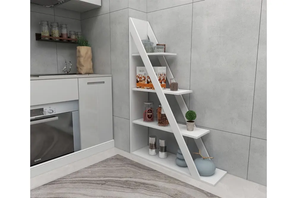 Arven 4 Raflı Modern Mutfak Raf Ünitesi, Beyaz