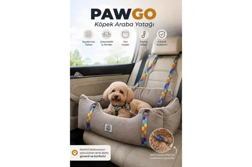 Pawgo Car Bed Bej, 40X55X28 Cm