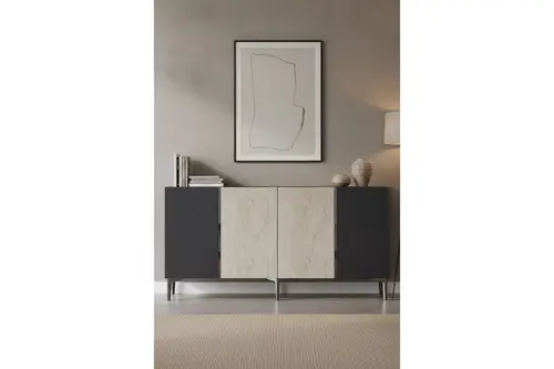 Poli Konsol Ve Tv Sehpası, Antrasit Traverten Silver, 150 Cm, Ka1524Ats
