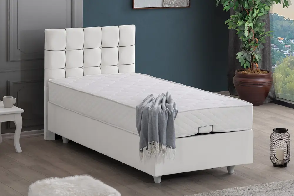 Tavira Baza Başlık Ve Yatak Seti, Beyaz 150X200