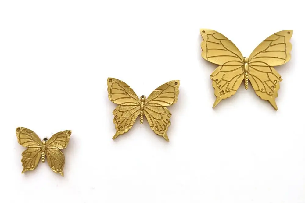 Üçlü Kelebek Duvar Dekoru, Gold