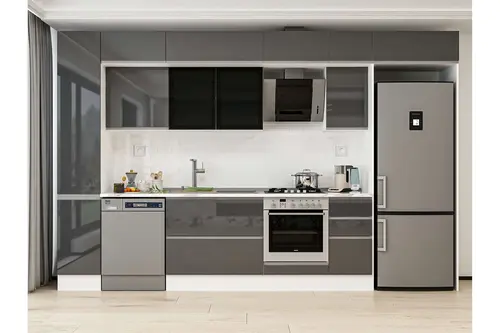 Alvinka 370X240 Cm Mutfak Dolabı, Mbb E90B40S40 3 Antrasit Suntalam
