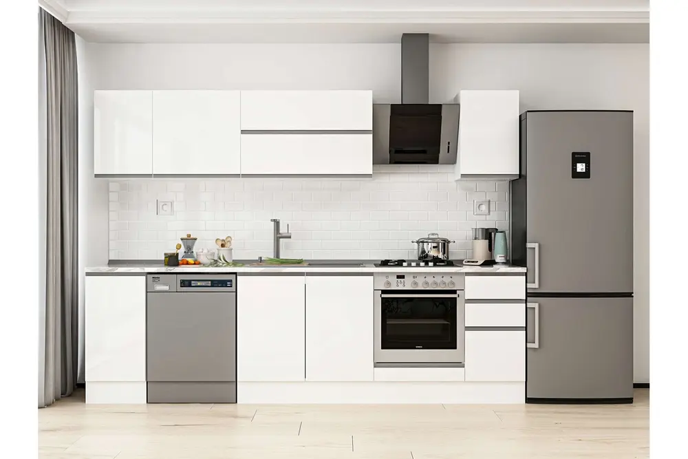 Alvinka 280X210 Cm Mutfak Dolabı, M E80S40S40 2 Beyaz Suntalam