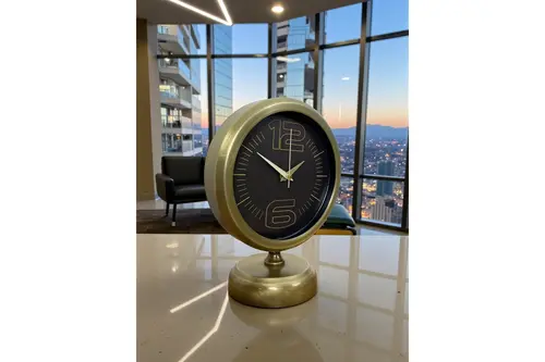 Retro Modern Tasarım Metal Masa Saati 25X20 Cm