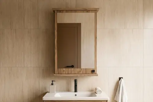 Ruda Tek Kapaklı Aynalı Banyo Dolabı, Atlantik Çam