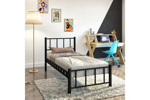 Argimo Zambak Metal Ferforje Karyola, Siyah, 90X190