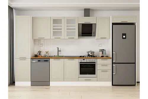 Alvinka 375X222 Cm Klasik Mebran Mutfak Dolabı, Mbb E80B50S45 3 Mebran Kumtaşı Suntalam