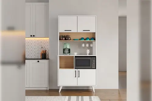 Lavo Çok Amaçlı Kahve Köşesi Dolabı, 4 Kapaklı Raflı