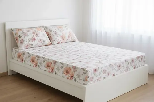 Maki Home Çift Kişilik Lastikli Çarşaf Ve Yastık Kılıfı Seti, Çiçek Desenli, 160X200, 50X70